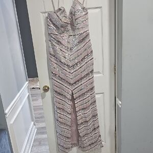 Fashion Nova Pink Sequin High Low Dress